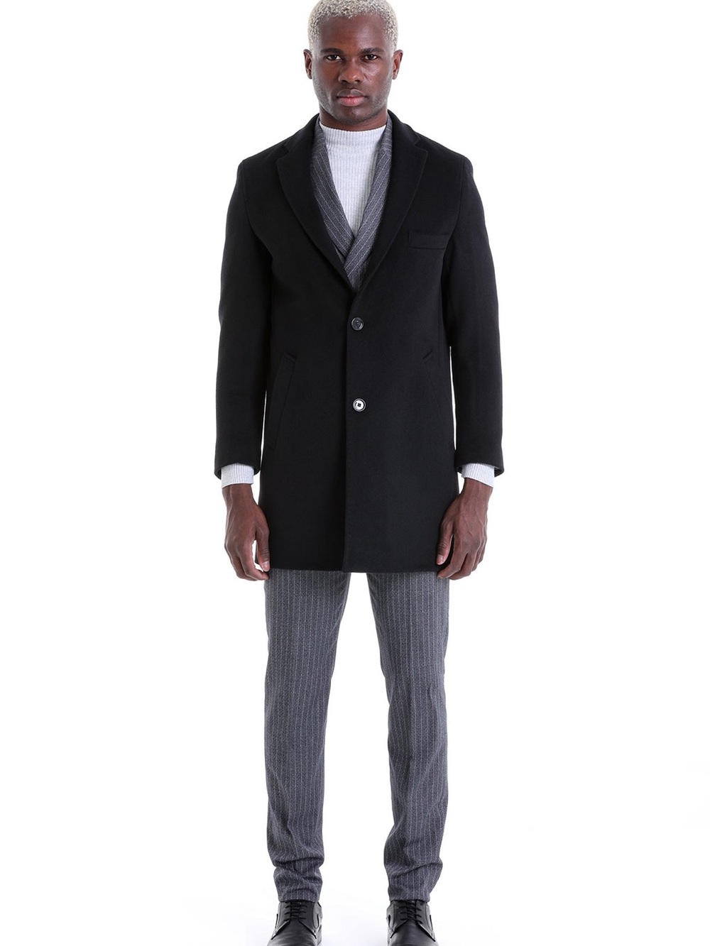 Hatem Sayki $399 Men's Gray Wool Overcoat - Classic Single-Breasted